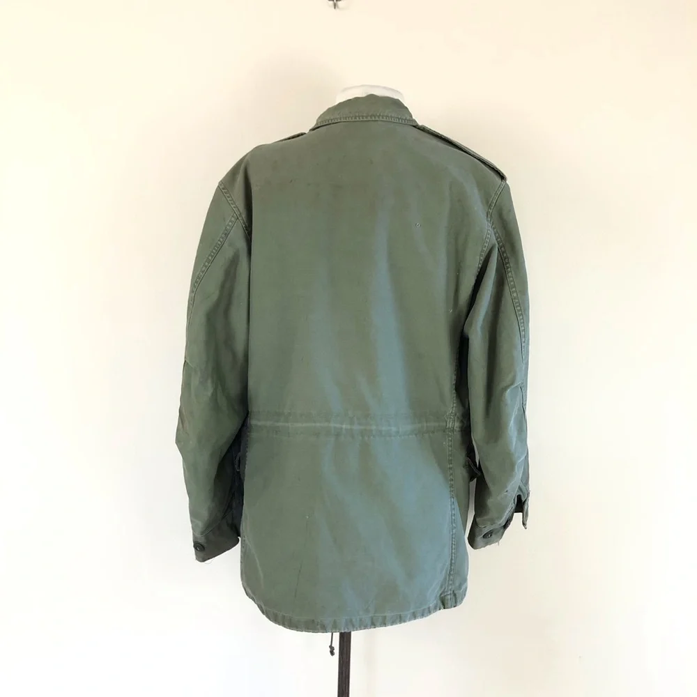 vintage rare army field jacket 90s distressed military ww2 vietnam hippie boho